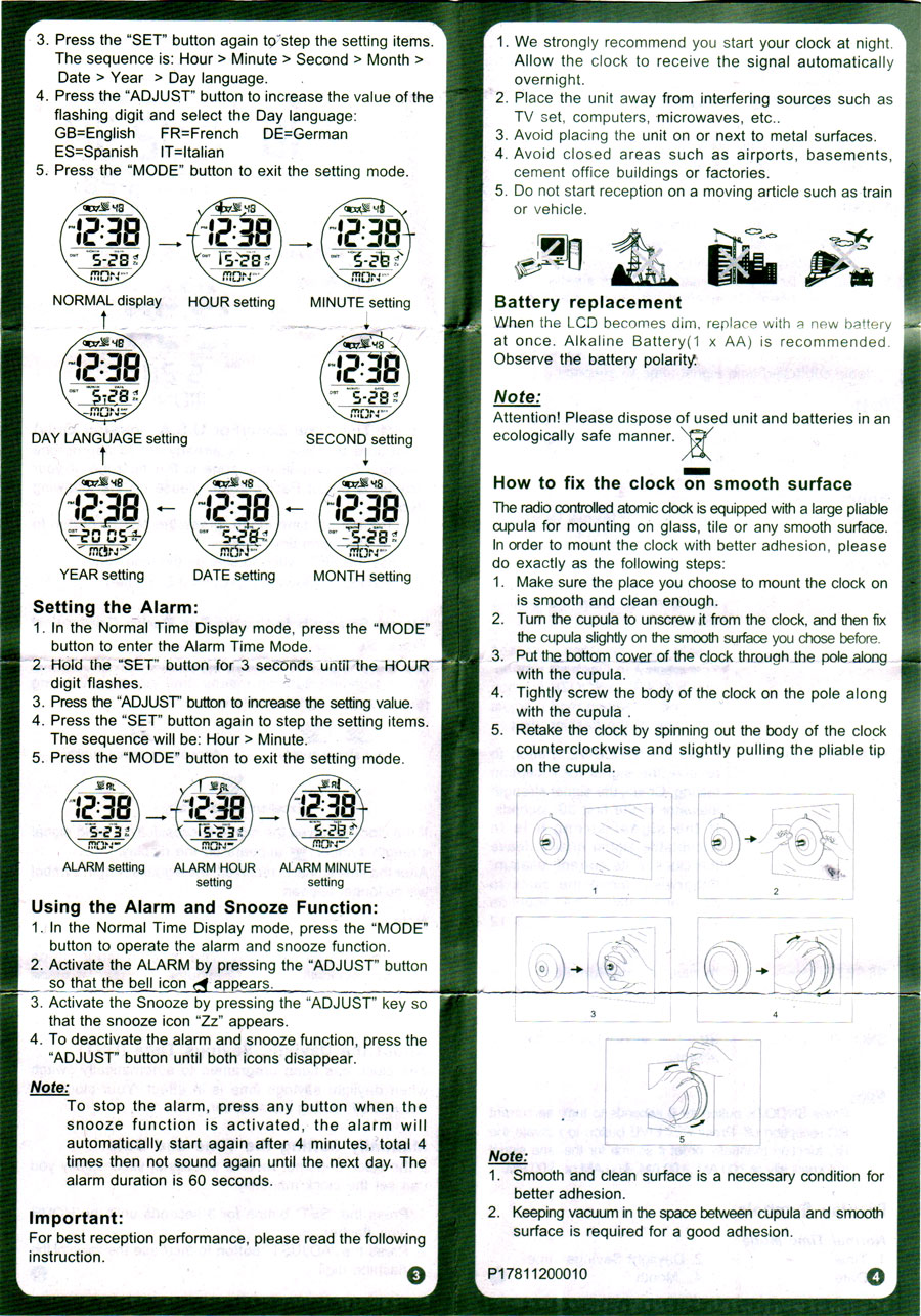 Radio controlled clock manual